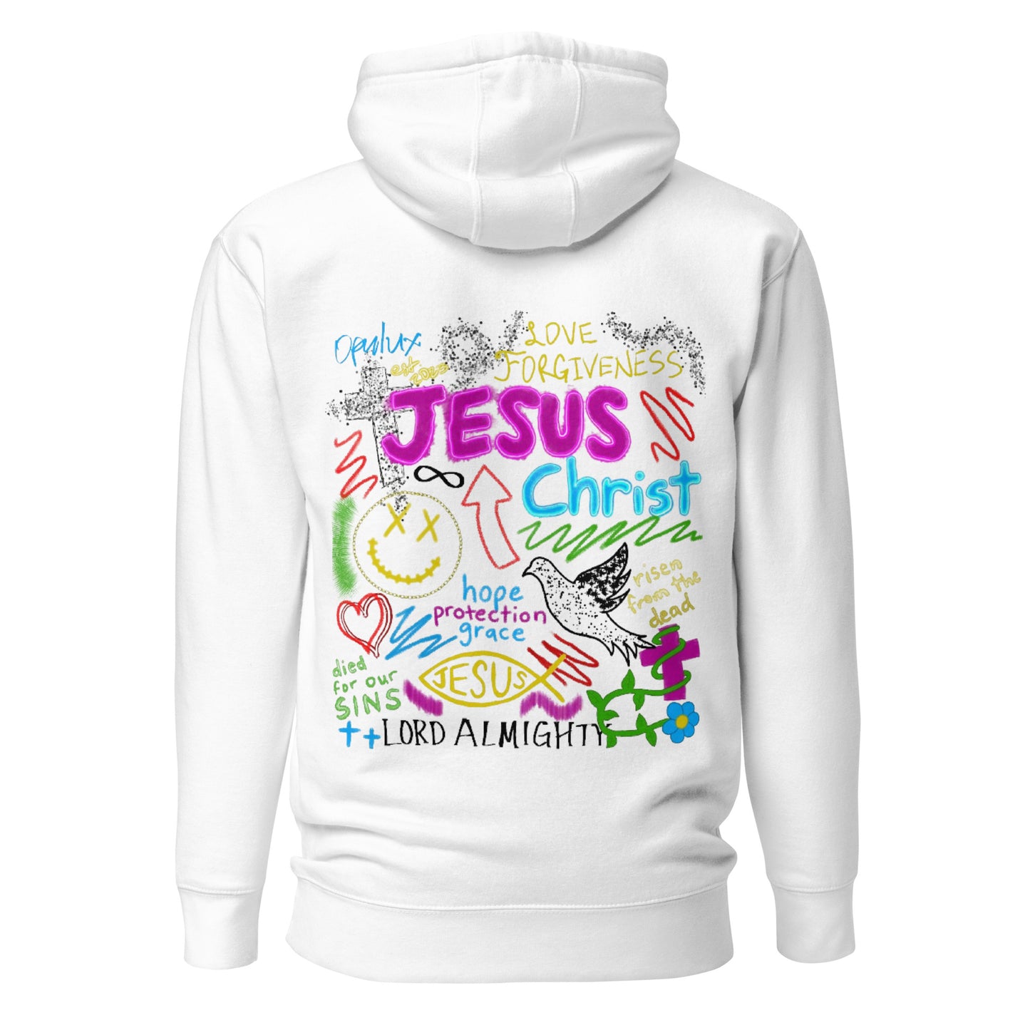 White "Graphic Words of Christ" Opulux Hoodie